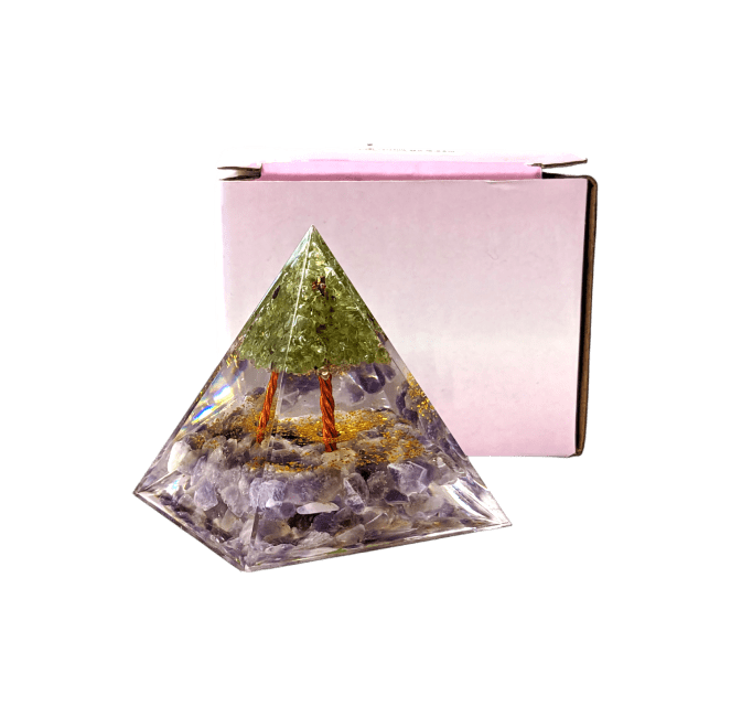 Orgonite Pyramid Amethyst & Peridot Tree of Life