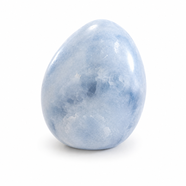 Polished blue calcite sphere, 1.735k