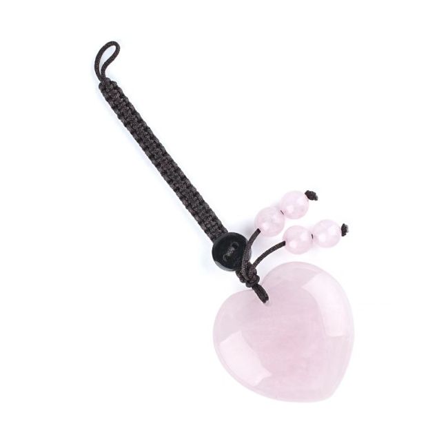 Rose Quartz Heart Bag Charm (A-shaped) in Natural Stone