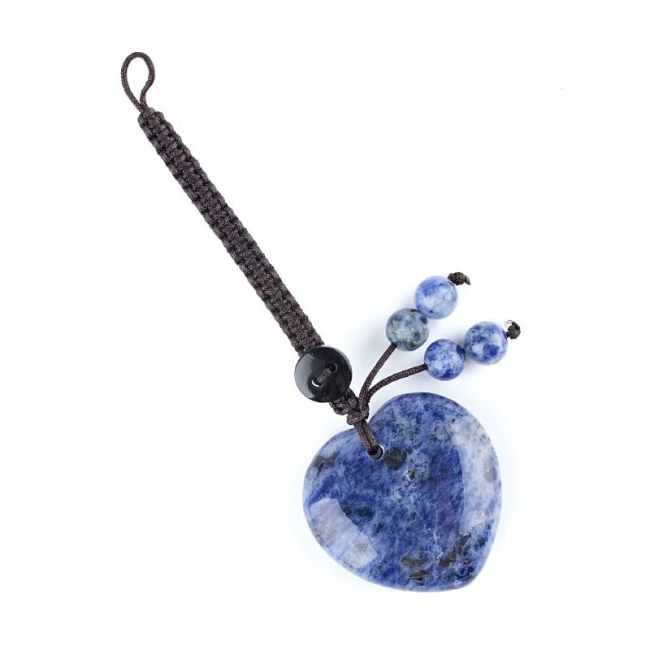 Heart-shaped bag charm in Sodalite A, made of natural stone