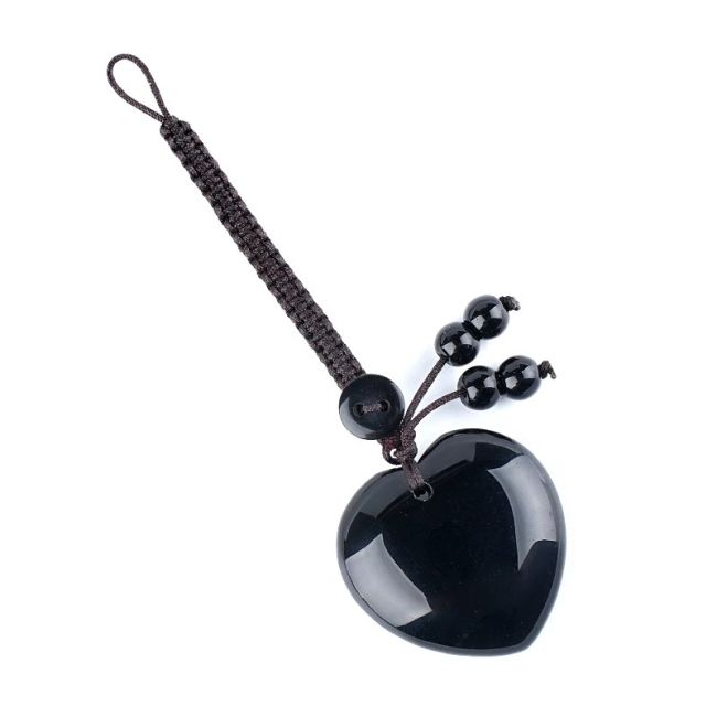 Black Obsidian Heart Bag Charm A in Natural Stone