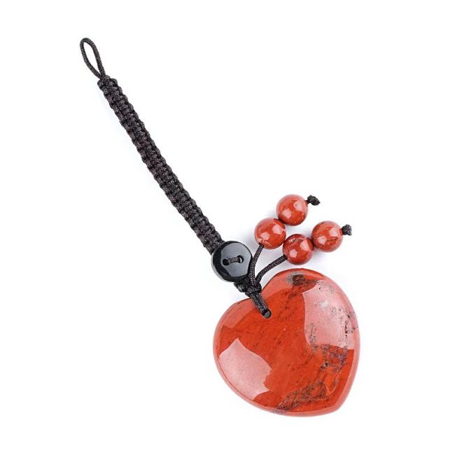 incense at Natural Red Jasper Heart Bag Charm