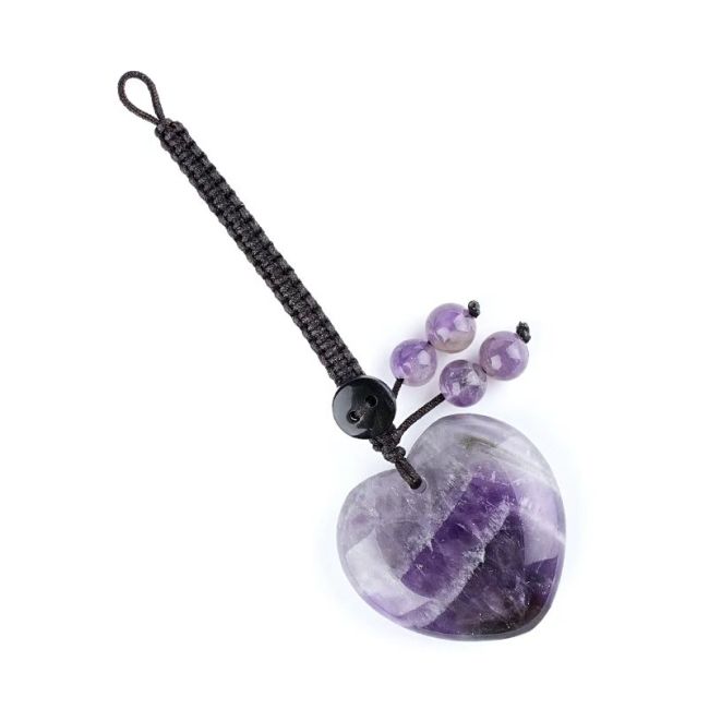 incense at Natural Amethyst Heart Bag Charm