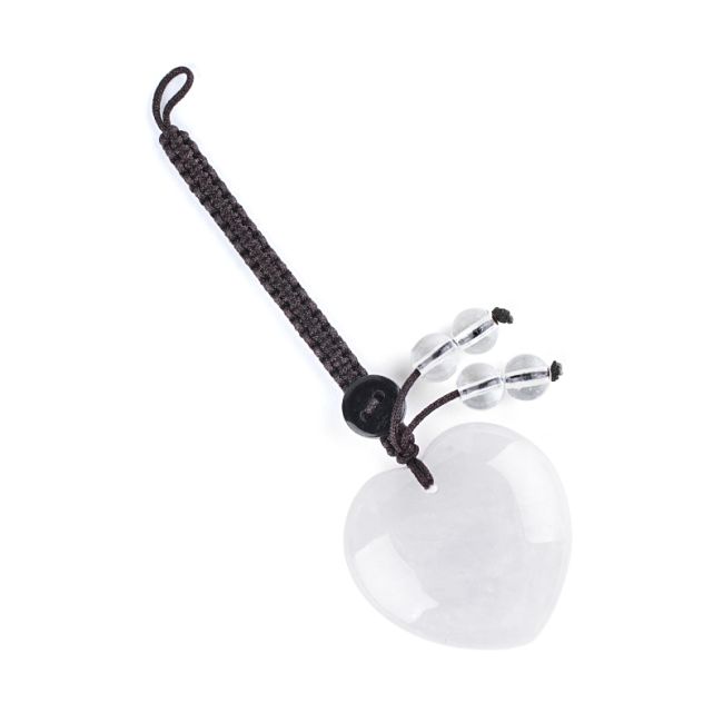 incense at Natural Clear Quartz Heart Bag Charm