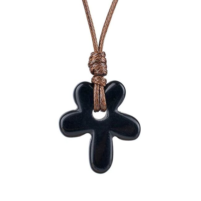 incense at Black Obsidian Flower Necklace
