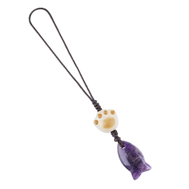 Amethyst Fish Bag Charms x3