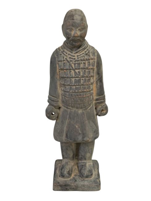 Black terracotta statue of a knight, 20cm