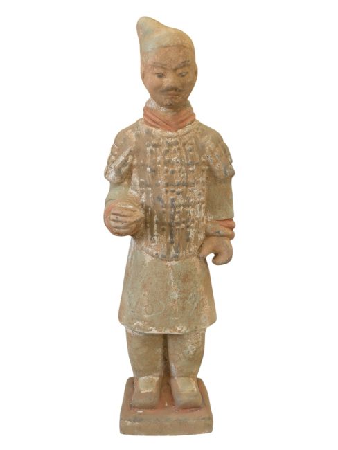 Antique Terracotta Colorful Warrior Statue 24cm