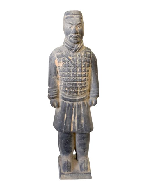 Black terracotta statue of a knight, 26cm