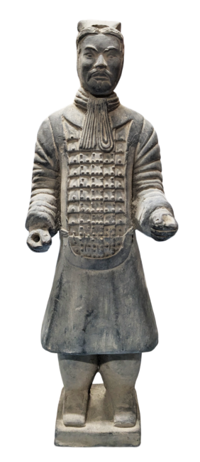 Black Warriors Statue with Armor in Terracotta 26cm