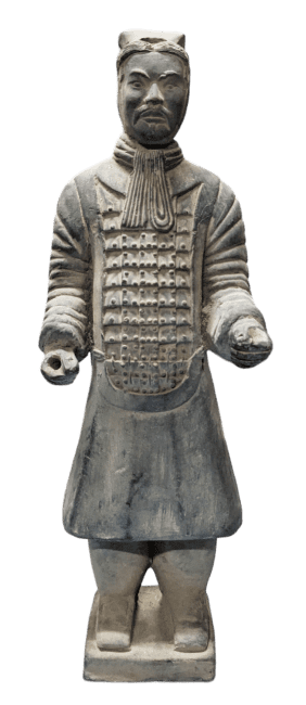 Black Warriors Statue with Armor in Terracotta 26cm