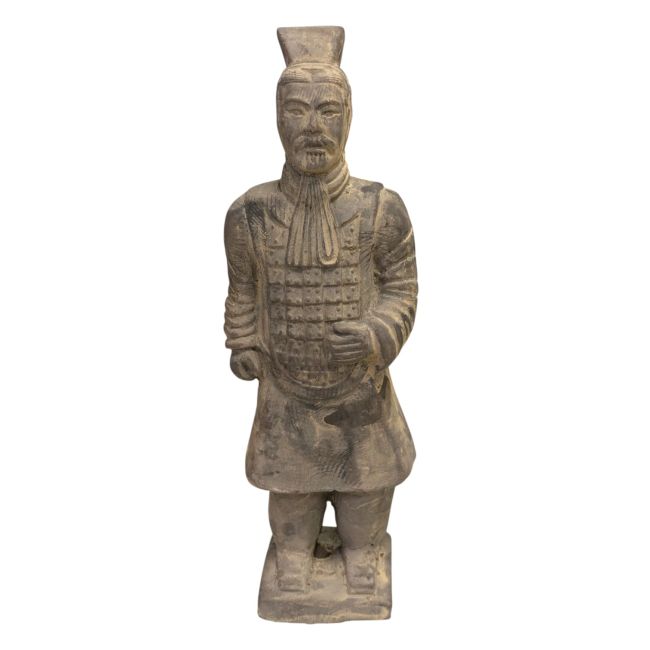 Black Warrior Statue with Terracotta Armor, 26cm