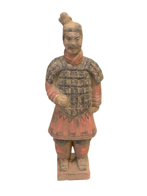 Antique Terracotta Colorful Warrior Statue 26 cm