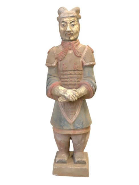 Antique Colourful Terracotta Statue, General Size, 35cm