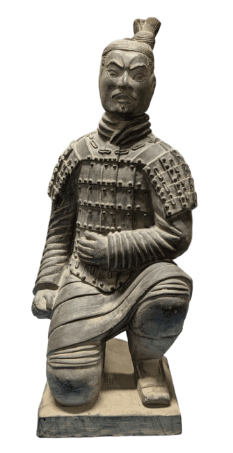 Black Kneeling Archer Statue in Terracotta 35cm