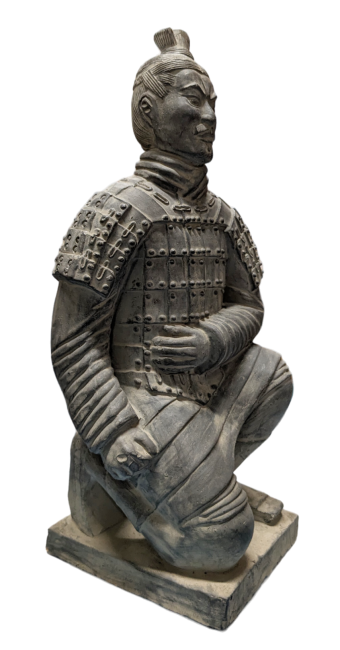 Black Kneeling Archer Statue in Terracotta 35cm