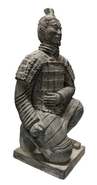 Black Kneeling Archer Statue in Terracotta 35cm