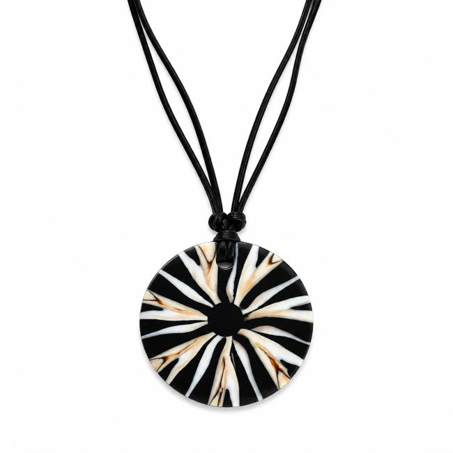 incense at Mother-of-pearl necklace on a velvet cord
