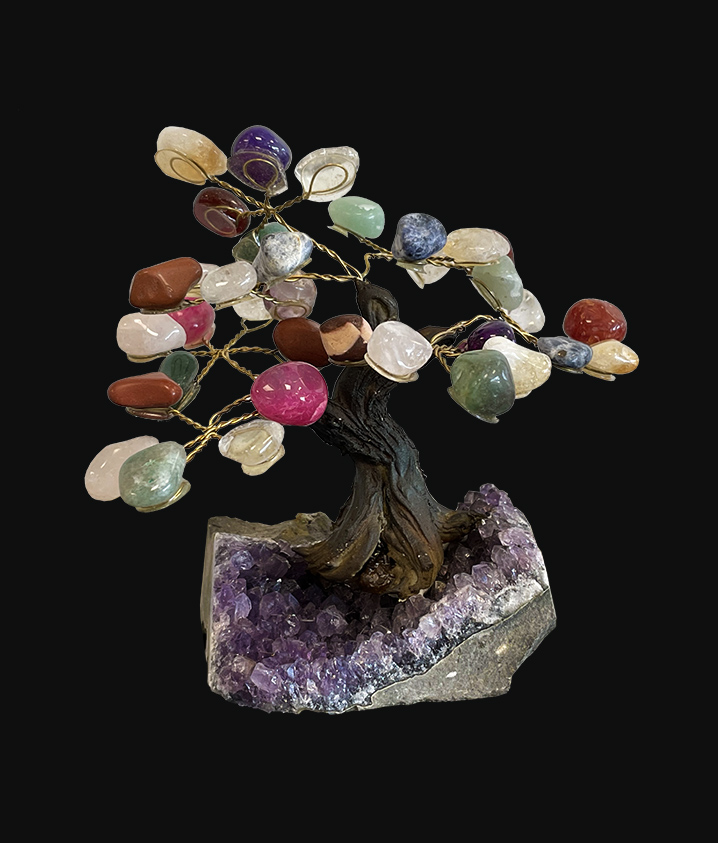 Tree of Life Colorful Stones on Geode