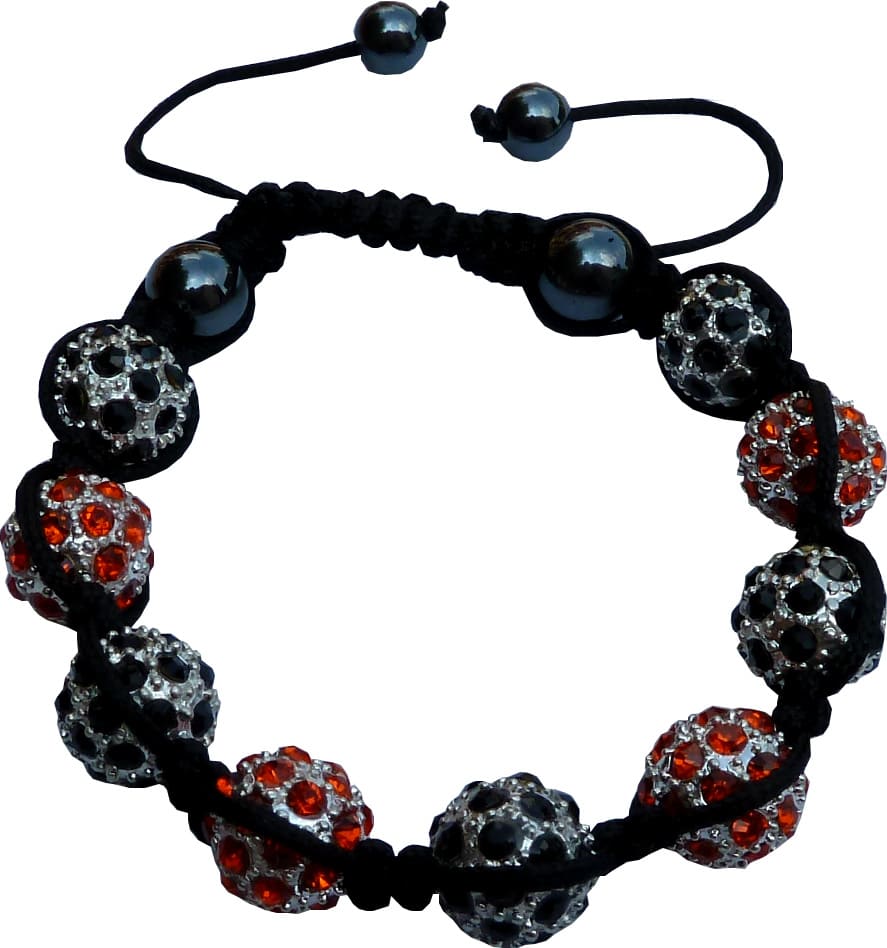 Shamballa 9 orange & black stones