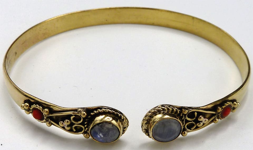 Double moonstone bronze bracelet
