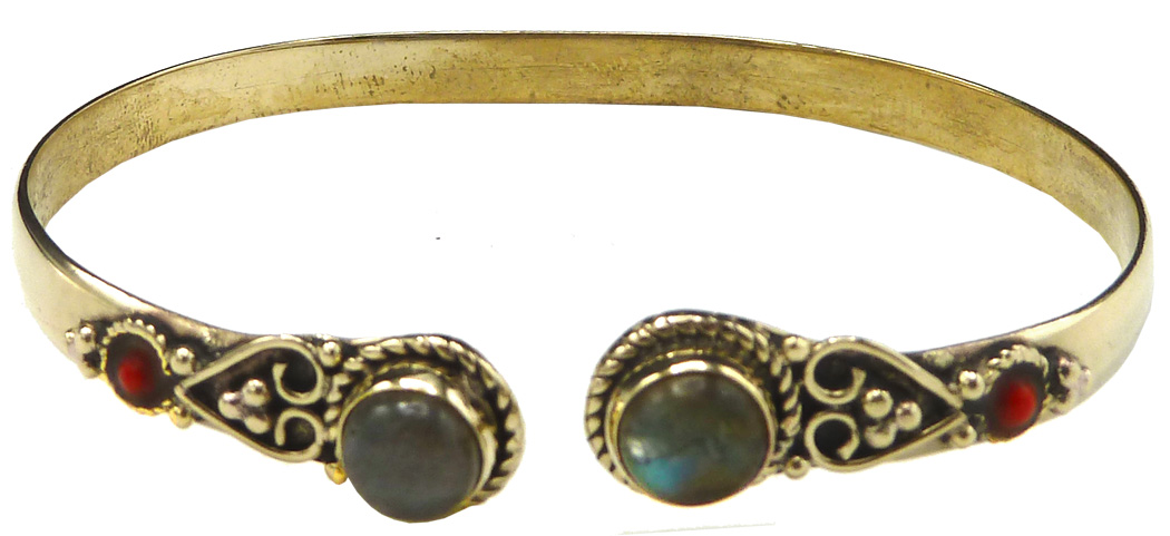 Double Labradorite bronze bracelet