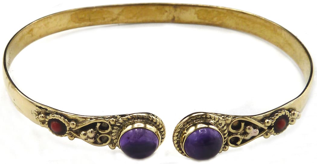 Bronze bracelet with double Amethyst