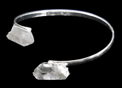 Silver-plated double Rock crystal bracelet