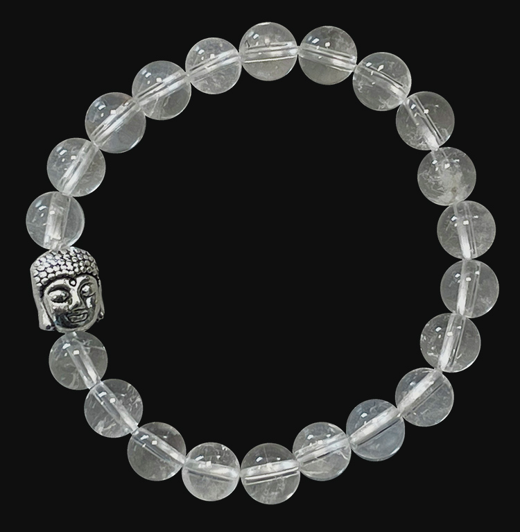 Rock crystal & Buddha A 8mm pearls bracelet