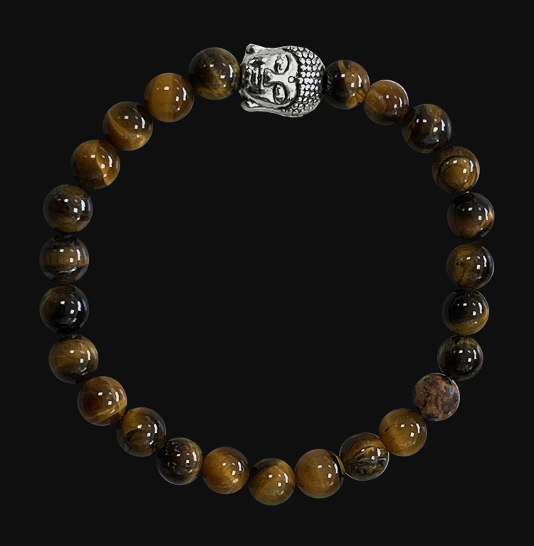 Tiger eye & Buddha A pearls bracelet 6mm