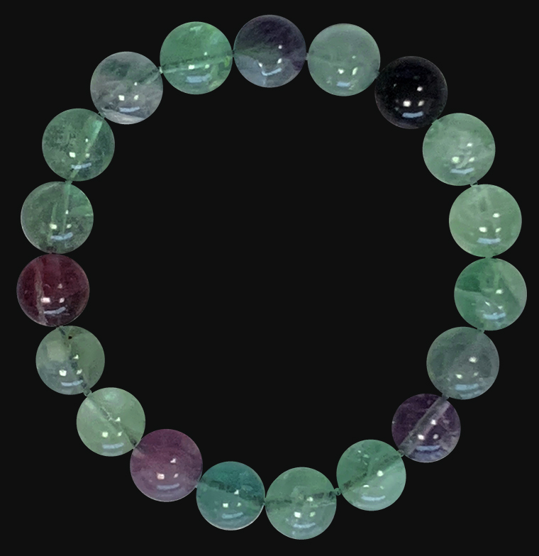 Multicolor Fluorite 10mm pearls bracelace