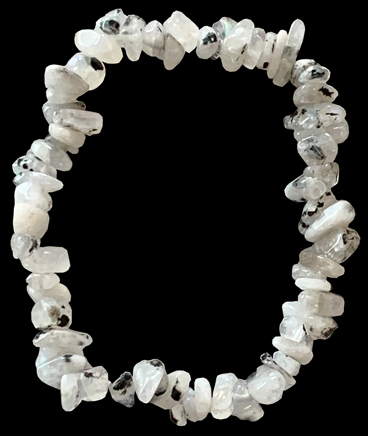 Peristerite White Moon Stone AB chips bracelet 18cm