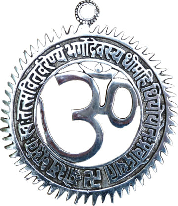 White aluminium Om gayatri mantra color 12.5cm