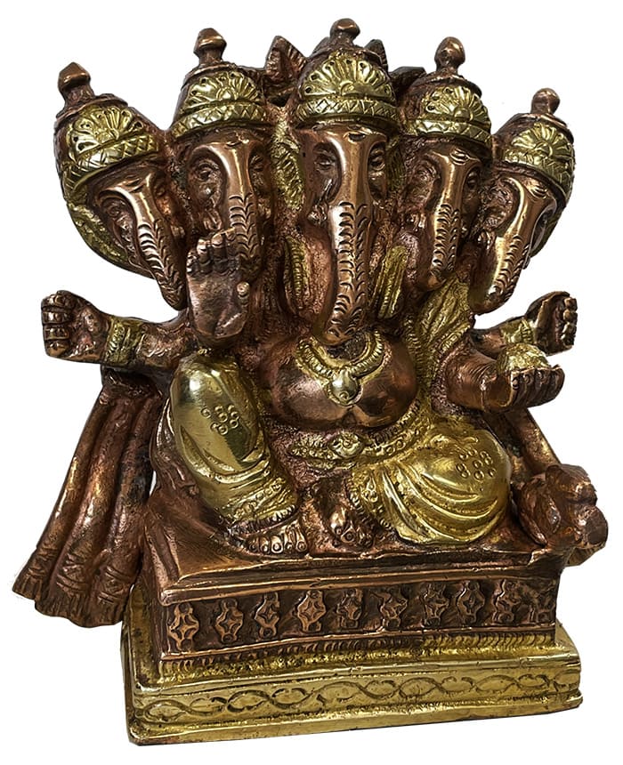 5 heads 2 colors brass Ganesh 12cm