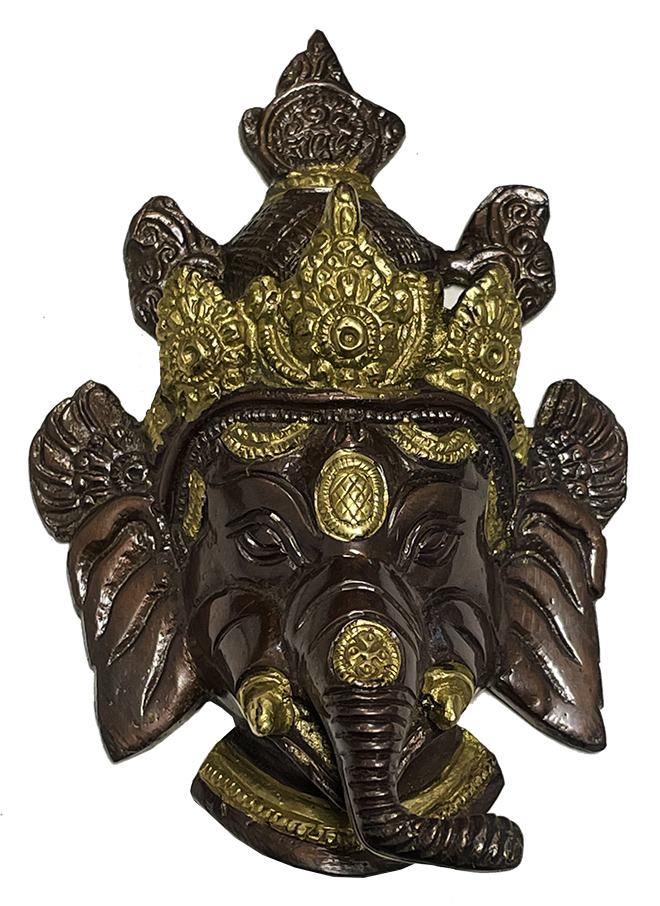 Ganesh head in brass 2 colors 14cm