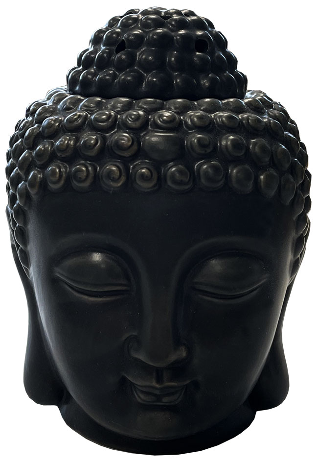 Black Buddha Head Ceramic Oil Burner 14cm