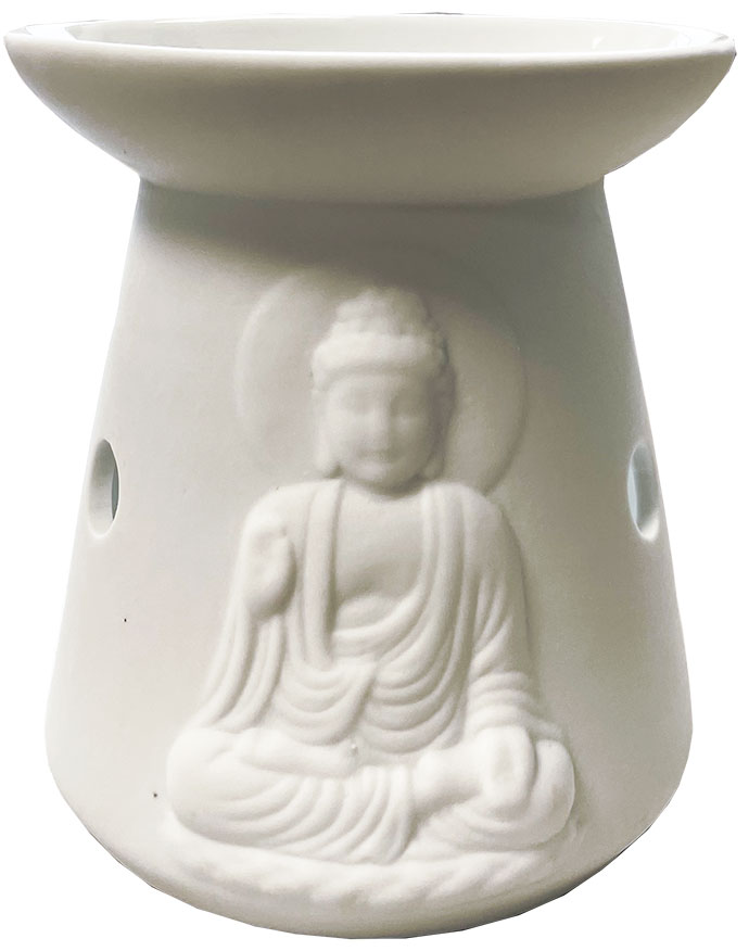White Buddha Ceramic Oil Burner 12cm