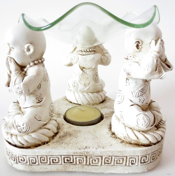 White oil burner monk of wisdom 12cm