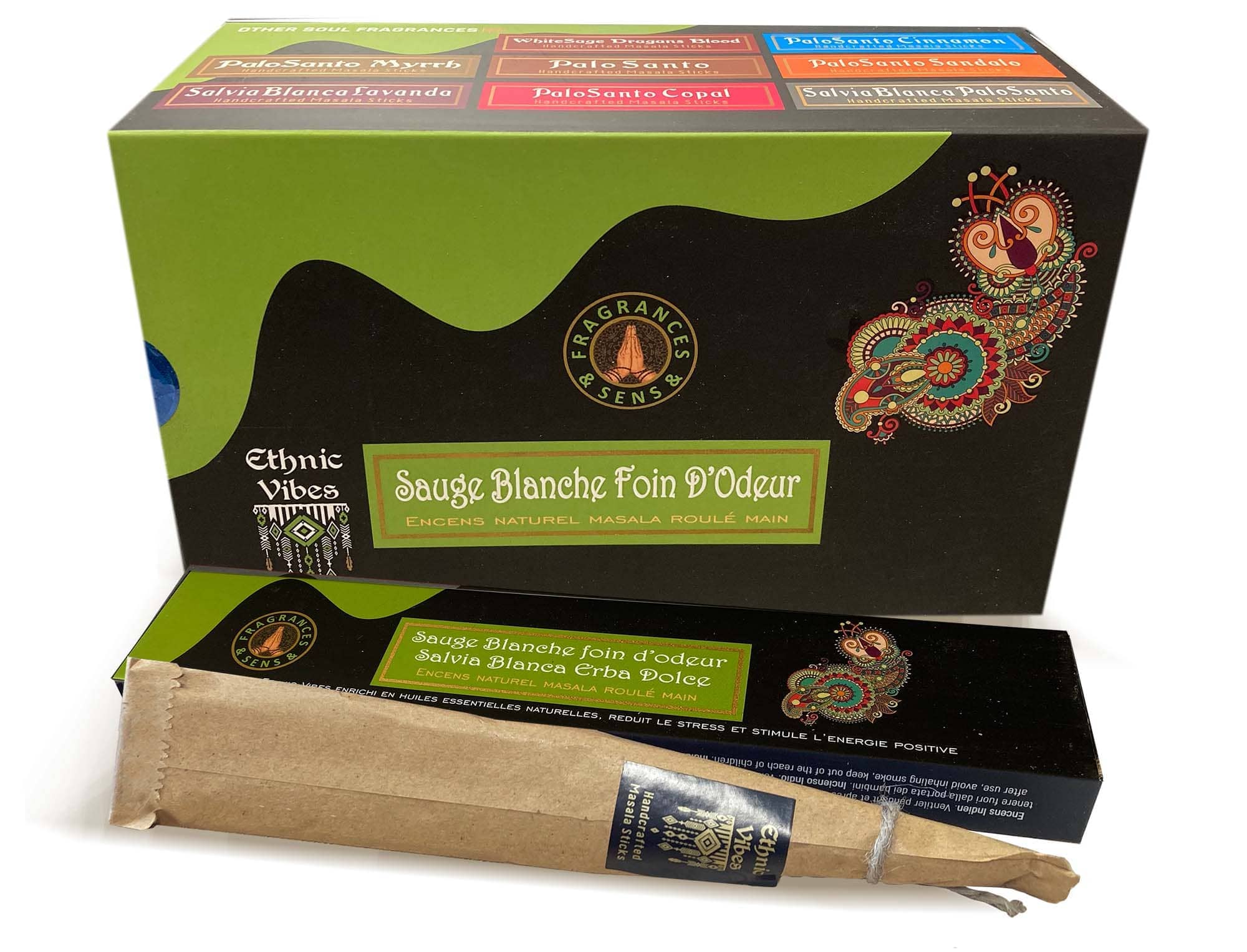 Sweetgrass & White Sage masala Fragrances & Sens Ethnic Vibes incense 15g