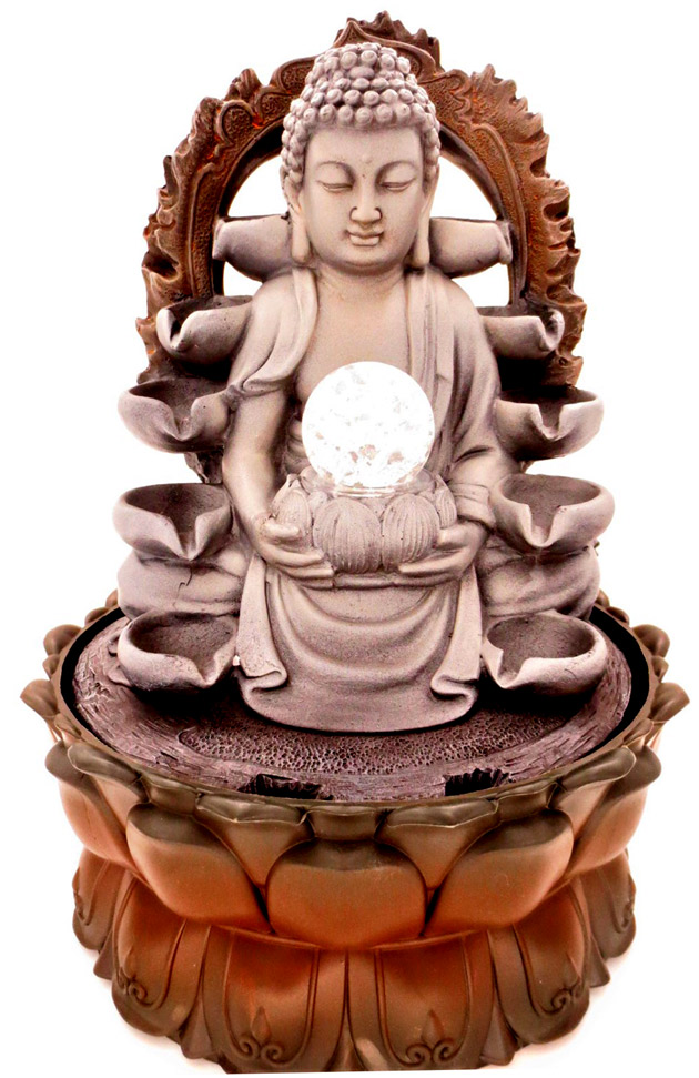 Led lotus fountain Buddha meditation with ball 39cm