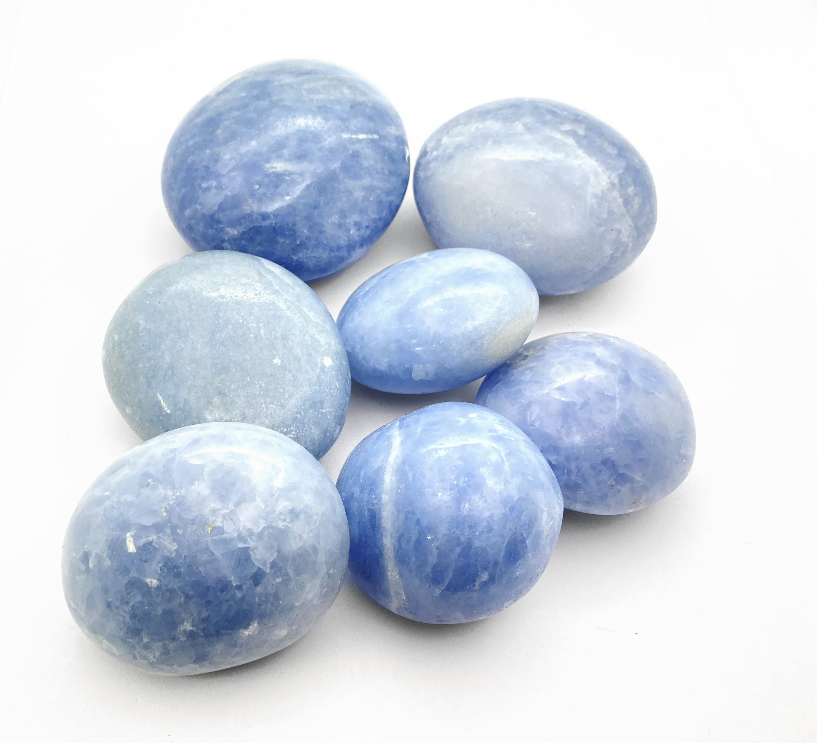 Pebbles tumbled blue calcite stone  A 1Kg