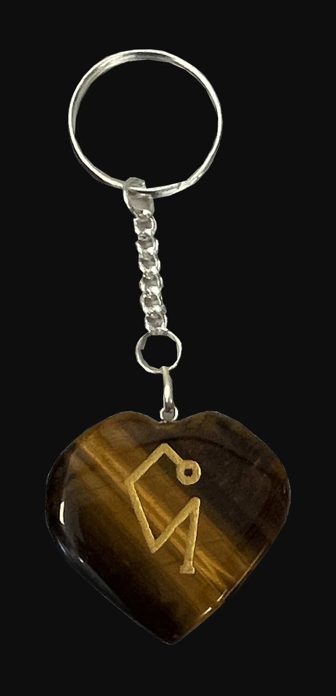 Reiki Tiger Eye Heart Keychain