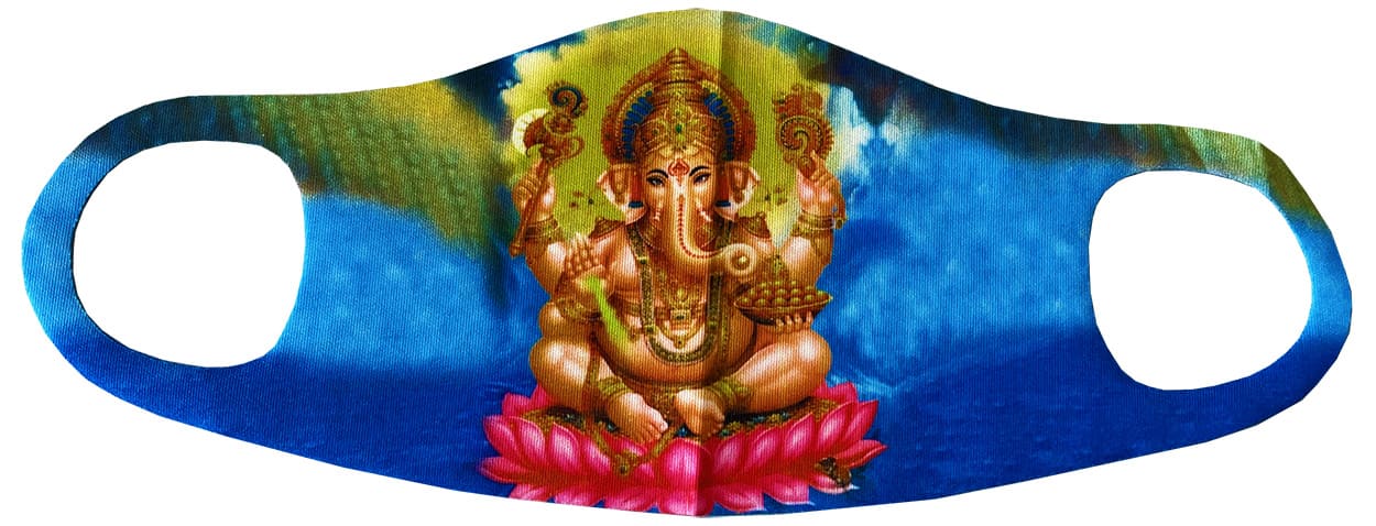 Blue Ganesha Polyester Fabric Mask