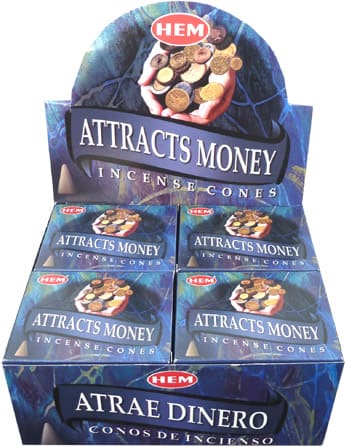 Money attract hem incense cones