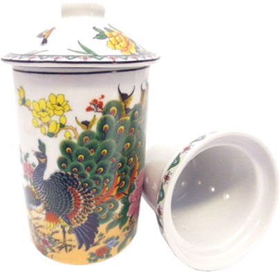 Chineese porcelain mug with peacock