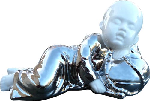incense at Ceramic sleeping monk 18cm