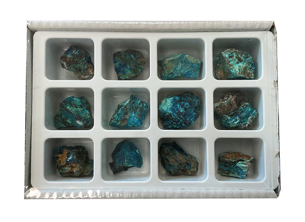 12 piece display stand Rough Chrysocolle-Malachite