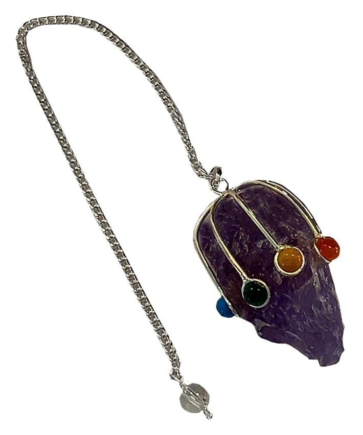 Rough amethyst 7 Chakras pendulum 4cm