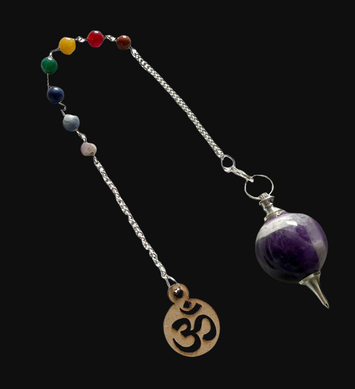 Pendulum sphere amethyst Om & 7 chakras 4cm