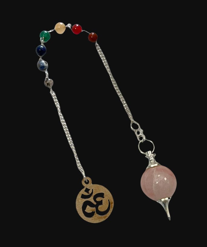 Pendulum sphere Rose Quartz Om & 7 chakras 4cm